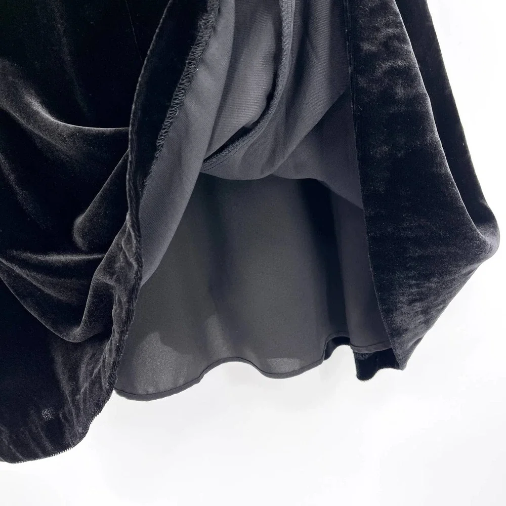 ANN TAYLOR Velvet Short Sleeve V-neck Dress Black 8 NWT - Picture 9 of 14